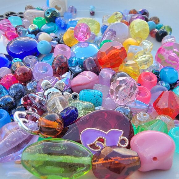 A mix of jewelry making beads, charms, and stones 100+ - Picture 2 of 4